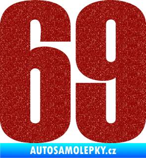 Samolepka Startovní číslo 69 typ 2        Ultra Metalic červená