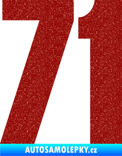 Samolepka Startovní číslo 71 typ 2  Ultra Metalic červená