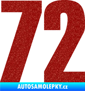 Samolepka Startovní číslo 72 typ 2   Ultra Metalic červená