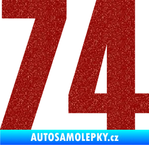 Samolepka Startovní číslo 74 typ 2     Ultra Metalic červená