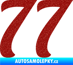 Samolepka Startovní číslo 77 typ 3   Ultra Metalic červená