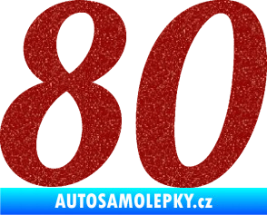 Samolepka Startovní číslo 80 typ 3   Ultra Metalic červená