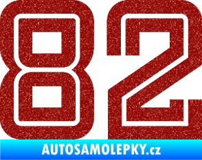 Samolepka Startovní číslo 82 typ 7 Ultra Metalic červená