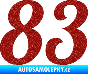 Samolepka Startovní číslo 83 typ 3   Ultra Metalic červená