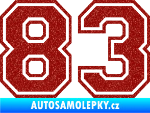 Samolepka Startovní číslo 83 typ 4 Ultra Metalic červená