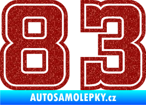 Samolepka Startovní číslo 83 typ 5 Ultra Metalic červená