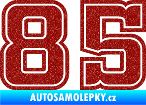 Samolepka Startovní číslo 85 typ 5 Ultra Metalic červená