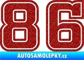 Samolepka Startovní číslo 86 typ 5 Ultra Metalic červená
