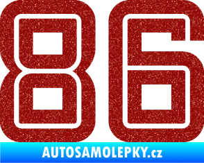 Samolepka Startovní číslo 86 typ 7 Ultra Metalic červená