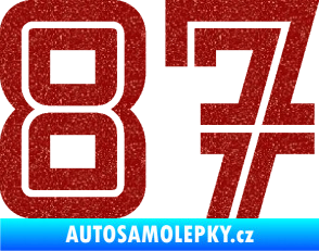 Samolepka Startovní číslo 87 typ 7 Ultra Metalic červená