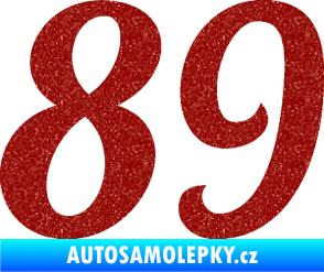 Samolepka Startovní číslo 89 typ 3  Ultra Metalic červená