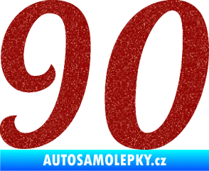Samolepka Startovní číslo 90 typ 3   Ultra Metalic červená