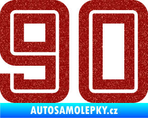 Samolepka Startovní číslo 90 typ 7 Ultra Metalic červená