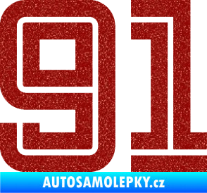 Samolepka Startovní číslo 91 typ 7 Ultra Metalic červená