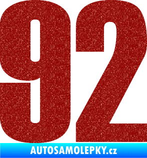 Samolepka Startovní číslo 92 typ 2  Ultra Metalic červená