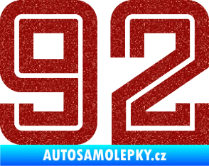 Samolepka Startovní číslo 92 typ 7 Ultra Metalic červená
