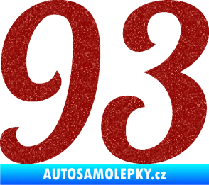 Samolepka Startovní číslo 93 typ 3   Ultra Metalic červená