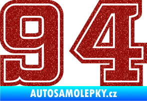 Samolepka Startovní číslo 94 typ 5 Ultra Metalic červená