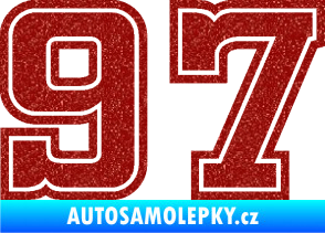 Samolepka Startovní číslo 97 typ 5 Ultra Metalic červená