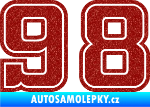 Samolepka Startovní číslo 98 typ 5 Ultra Metalic červená
