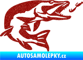 Samolepka Štika 005 pravá s návnadou Ultra Metalic červená