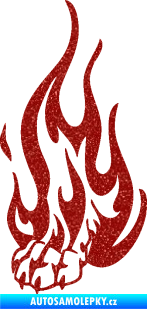 Samolepka Tlapa v plamenech levá Ultra Metalic červená