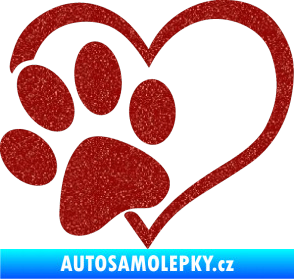 Samolepka Tlapka love levá Ultra Metalic červená