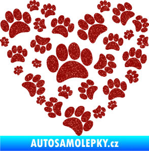 Samolepka Tlapky love 003 Ultra Metalic červená
