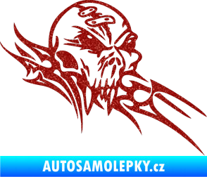 Samolepka Tribal skull pravá lebka Ultra Metalic červená
