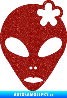 Samolepka UFO 009 slečna s kytičkou pravá Ultra Metalic červená