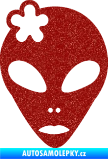 Samolepka UFO 009 slečna s kytičkou levá Ultra Metalic červená
