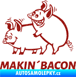 Samolepka Veselá prasátka makin bacon levá Ultra Metalic červená