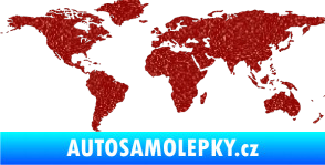 Samolepka World mapa světa Ultra Metalic červená