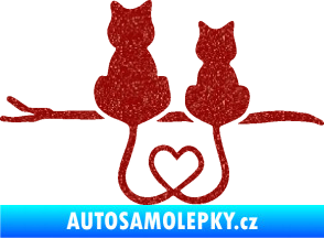 Samolepka Zamilované kočky spojené ocásky levá Ultra Metalic červená