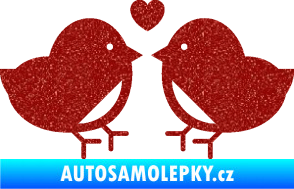 Samolepka Zamilovaní ptáčci 001 se srdíčkem Ultra Metalic červená