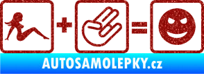 Samolepka Žena + shocker = šklebící se smajlík pravá Ultra Metalic červená