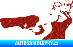 Samolepka Žena s pistolí levá Ultra Metalic červená