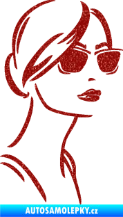 Samolepka Žena tvář 003 pravá s brýlemi Ultra Metalic červená