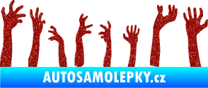 Samolepka Zombie 002 levá mrtví vylézají z hrobu Ultra Metalic červená