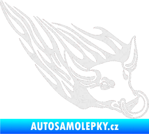 Samolepka Animal flames 010 pravá býk s kruhem Ultra Metalic bílá