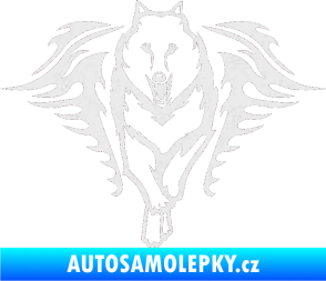 Samolepka Animal flames 039 levá  vlk Ultra Metalic bílá