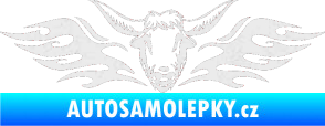 Samolepka Animal flames 098 levá býk Ultra Metalic bílá