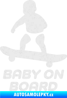 Samolepka Baby on board 008 levá skateboard Ultra Metalic bílá