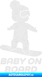 Samolepka Baby on board 009 pravá snowboard Ultra Metalic bílá