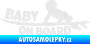 Samolepka Baby on board 010 levá surfing Ultra Metalic bílá