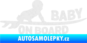 Samolepka Baby on board 010 pravá surfing Ultra Metalic bílá