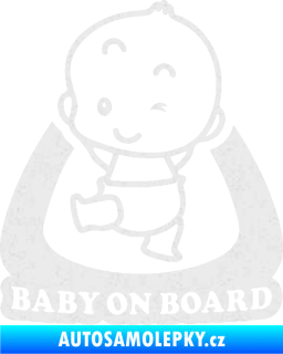 Samolepka Baby on board 011 levá s nápisem Ultra Metalic bílá