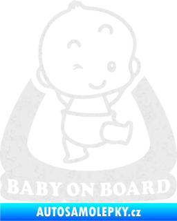 Samolepka Baby on board 011 pravá s nápisem Ultra Metalic bílá