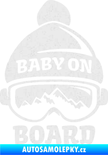 Samolepka Baby on board 012 pravá na horách Ultra Metalic bílá