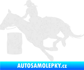 Samolepka Barrel racing 001 levá cowgirl rodeo Ultra Metalic bílá